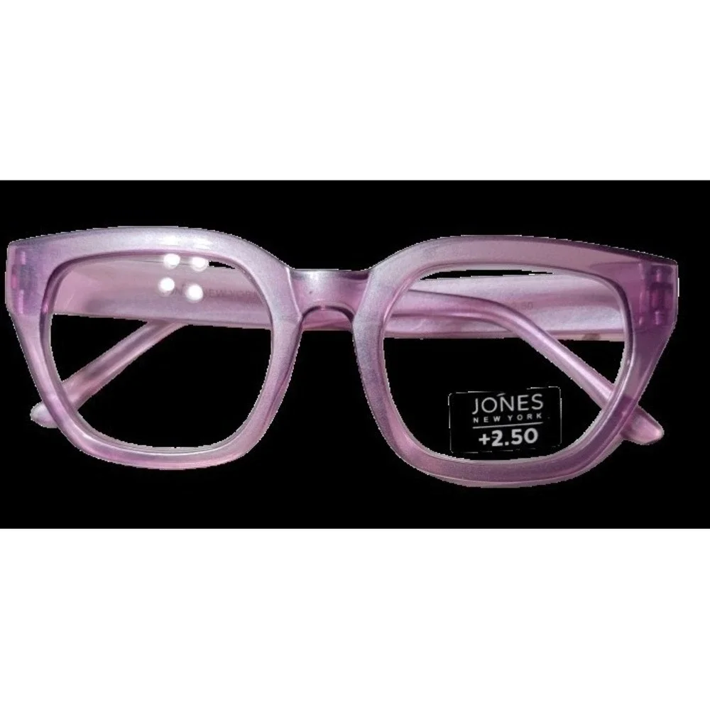 NWT Jones NY 2.5 Pink Geometric Reading Nerd Glass Readers 120597